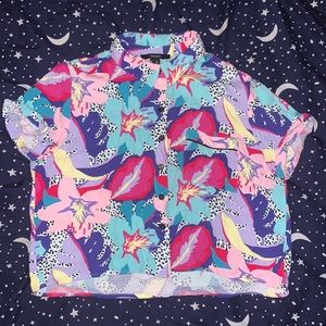 🌹F21 multi-print crop top button up🌹